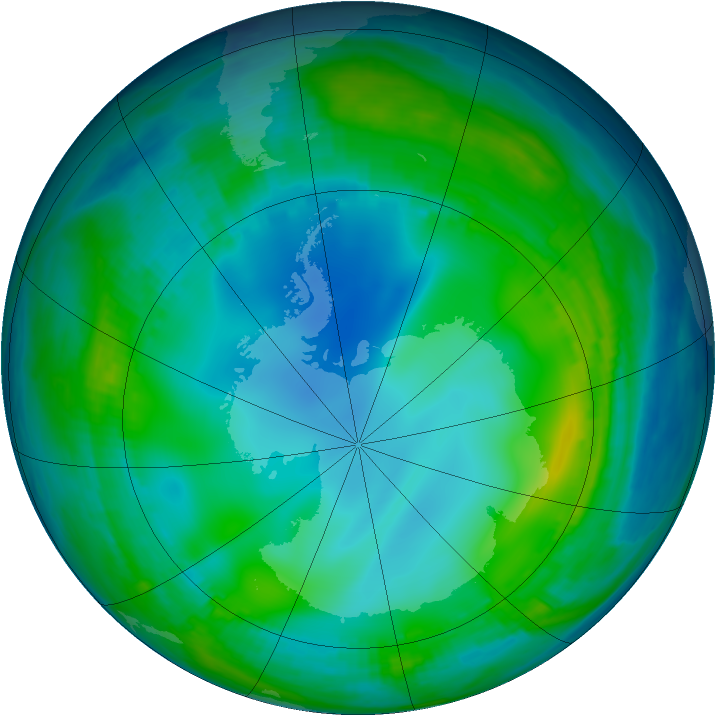 Antarctic ozone map for 03 June 1999